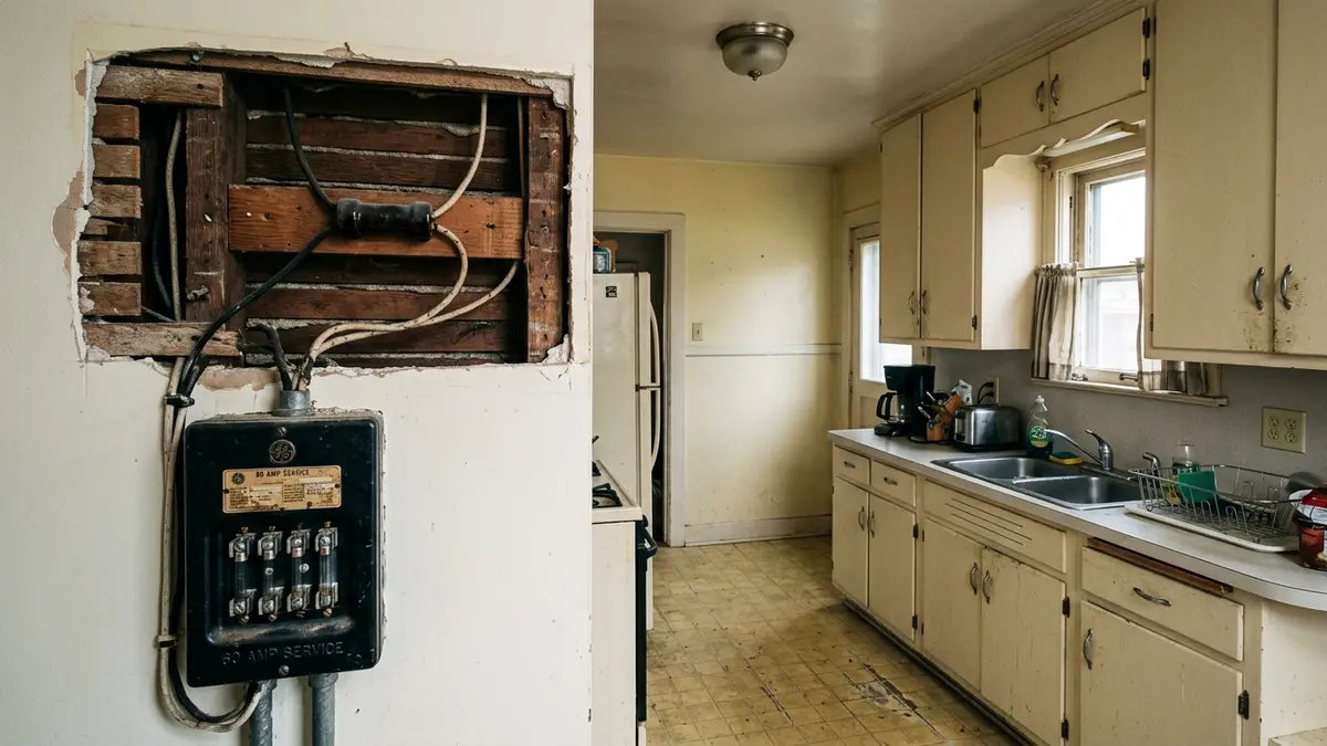 After kitchen plumbing and electrical rough-in in downtown Mankato MN with new romex circuit runs, GFCI outlet boxes, PEX supply lines, PVC drain relocation, and bright code-compliant installation